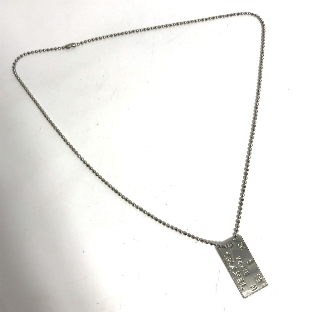 CHANEL Necklace metal Silver CC COCO Mark plate Women Used Authentic