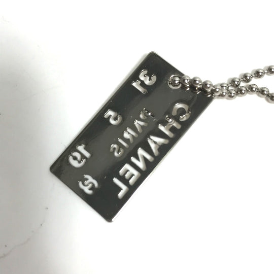 CHANEL Necklace metal Silver CC COCO Mark plate Women Used Authentic