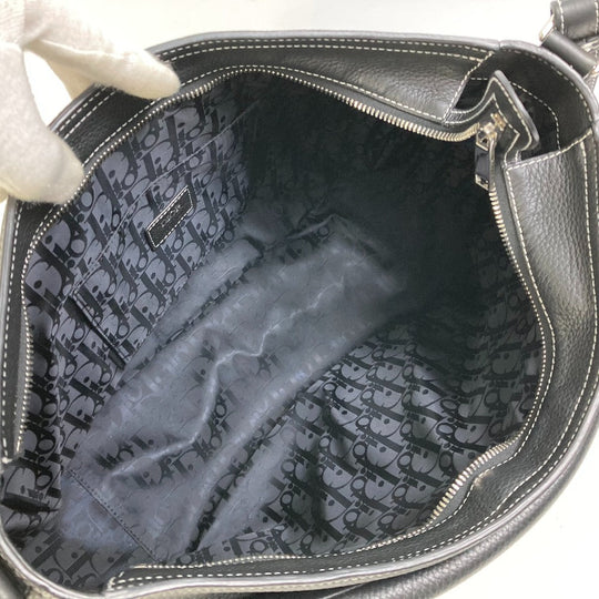 Dior Shoulder Bag 1ADHO023UL leather black Oblique saddle soft bag Women Used Authentic