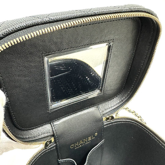 CHANEL Vanity bag AS2362 Caviar skin black COCO Mark CC Matrasse quilting Women Used Authentic