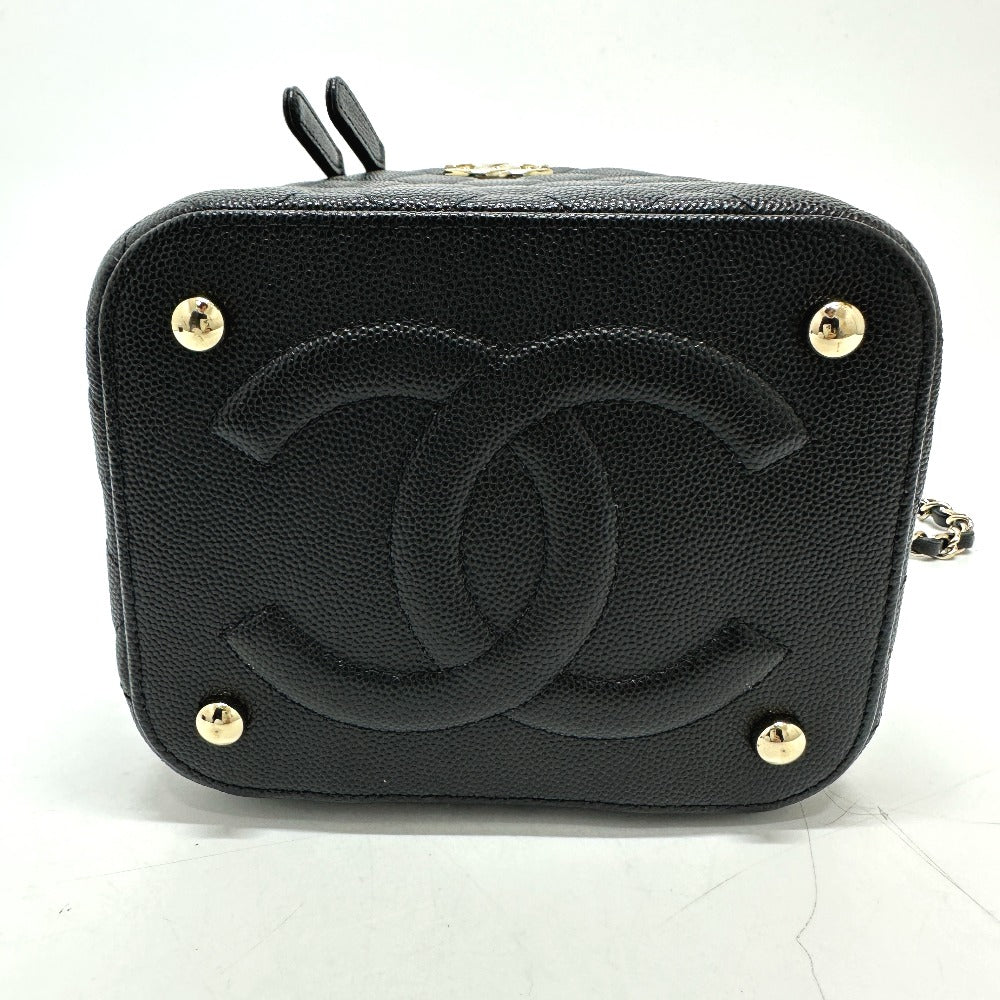CHANEL Vanity bag AS2362 Caviar skin black COCO Mark CC Matrasse quilting Women Used Authentic
