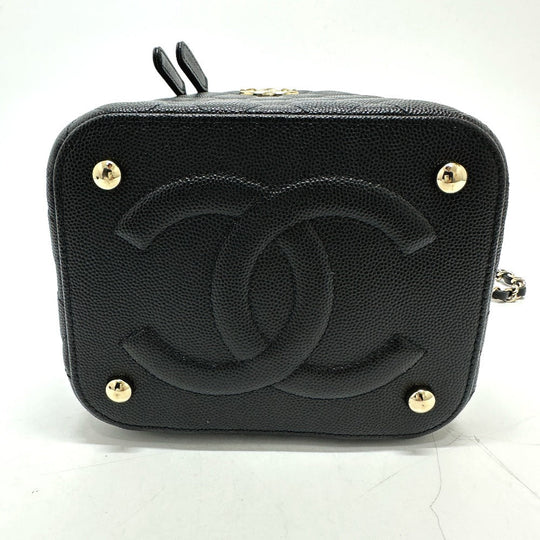 CHANEL Vanity bag AS2362 Caviar skin black COCO Mark CC Matrasse quilting Women Used Authentic