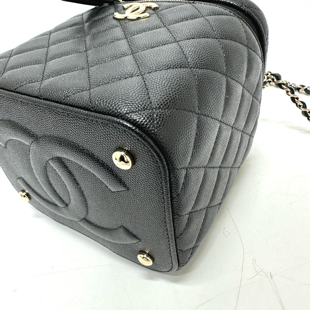 CHANEL Vanity bag AS2362 Caviar skin black COCO Mark CC Matrasse quilting Women Used Authentic