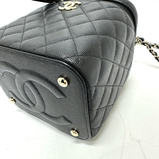 CHANEL Vanity bag AS2362 Caviar skin black COCO Mark CC Matrasse quilting Women Used Authentic