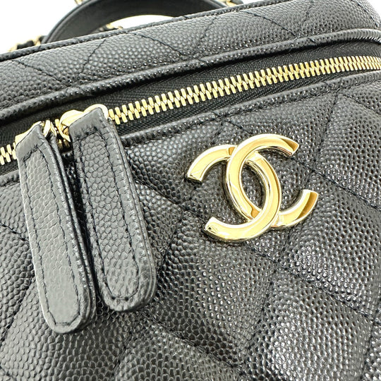 CHANEL Vanity bag AS2362 Caviar skin black COCO Mark CC Matrasse quilting Women Used Authentic