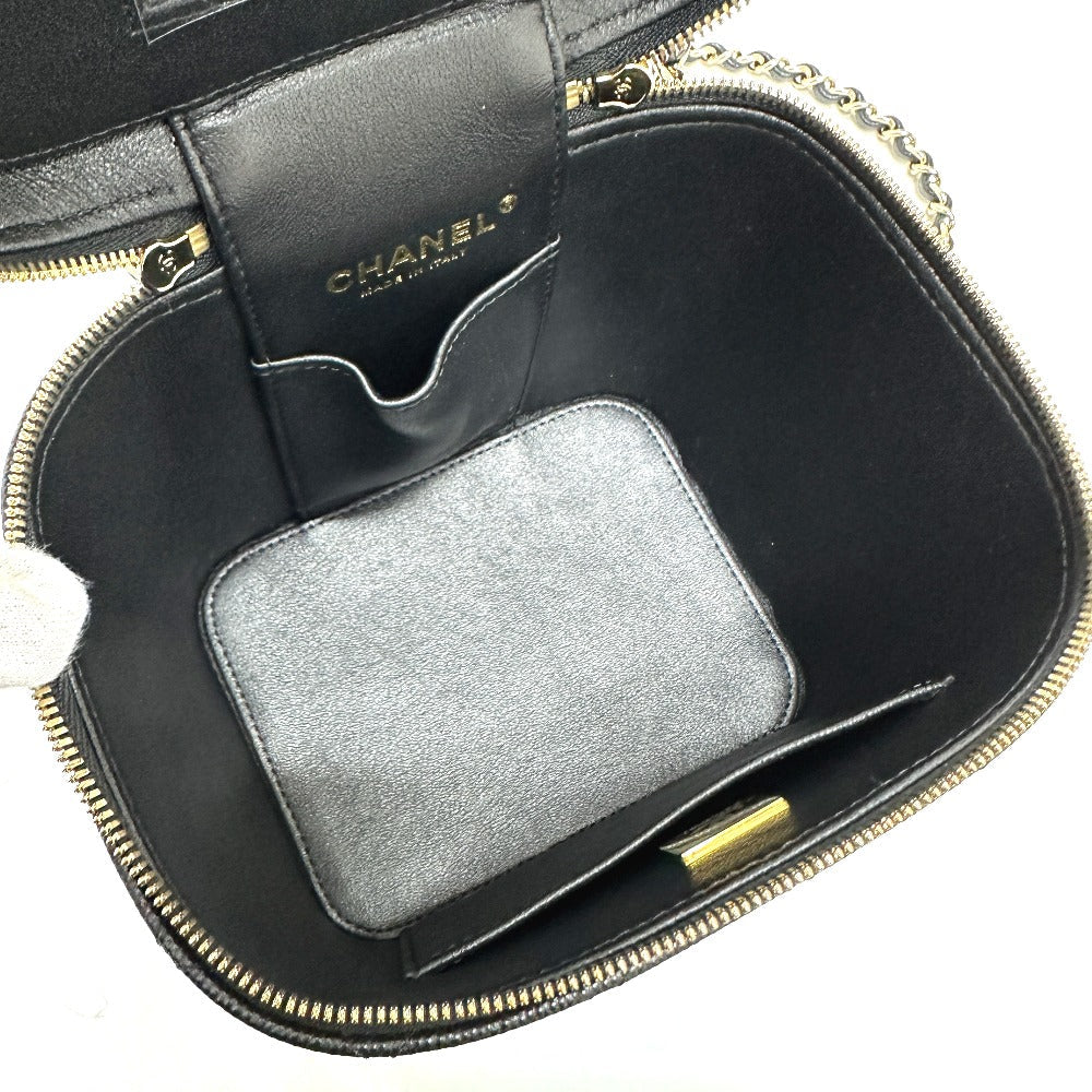 CHANEL Vanity bag AS2362 Caviar skin black COCO Mark CC Matrasse quilting Women Used Authentic