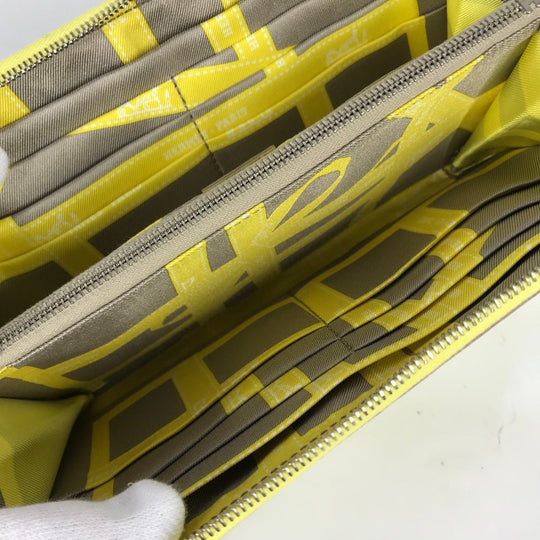 HERMES Long Wallet Purse Epsom yellow Long wallet Azap long silk in Women Used Authentic