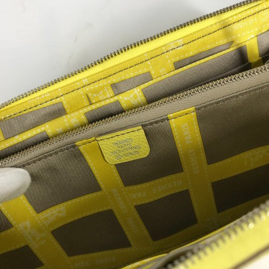 HERMES Long Wallet Purse Epsom yellow Long wallet Azap long silk in Women Used Authentic