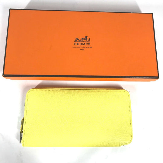 HERMES Long Wallet Purse Epsom yellow Long wallet Azap long silk in Women Used Authentic