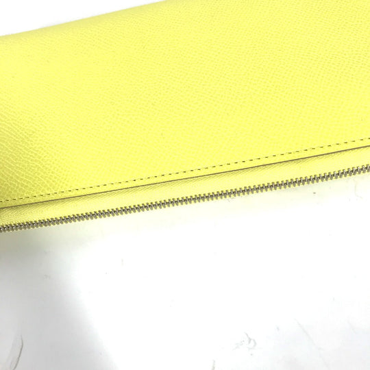 HERMES Long Wallet Purse Epsom yellow Long wallet Azap long silk in Women Used Authentic