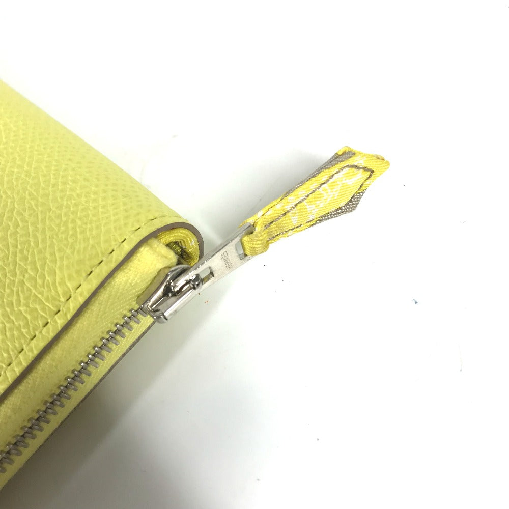 HERMES Long Wallet Purse Epsom yellow Long wallet Azap long silk in Women Used Authentic