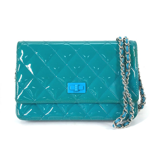 CHANEL Shoulder Bag enamel Blue type 2.55 Hardware Matrasse quilting Women Used Authentic