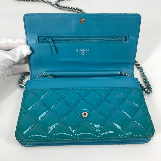 CHANEL Shoulder Bag enamel Blue type 2.55 Hardware Matrasse quilting Women Used Authentic