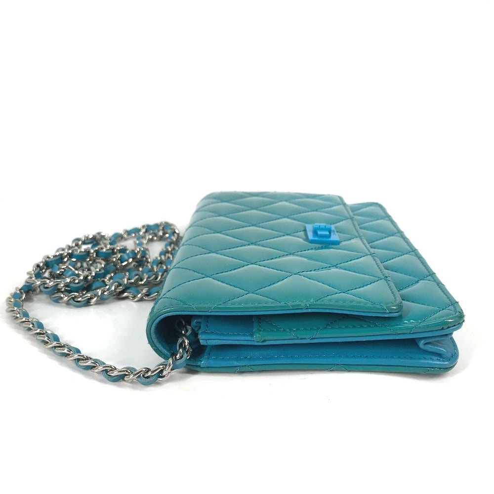 CHANEL Shoulder Bag enamel Blue type 2.55 Hardware Matrasse quilting Women Used Authentic