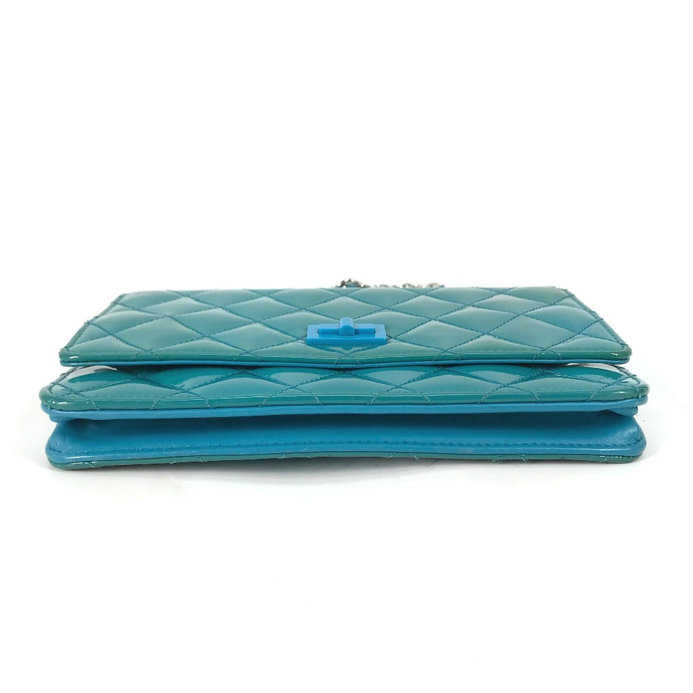 CHANEL Shoulder Bag enamel Blue type 2.55 Hardware Matrasse quilting Women Used Authentic
