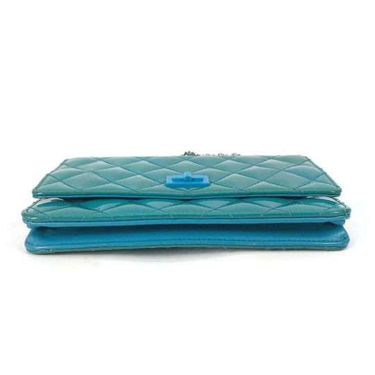 CHANEL Shoulder Bag enamel Blue type 2.55 Hardware Matrasse quilting Women Used Authentic