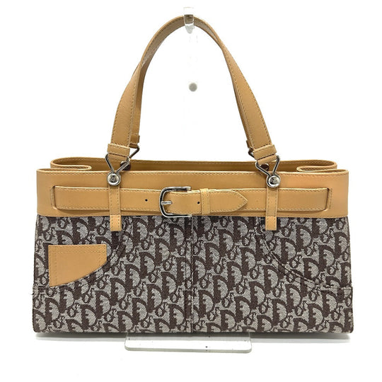 Dior Handbag Canvas / leather Brown Trotter denim motif Women Used Authentic