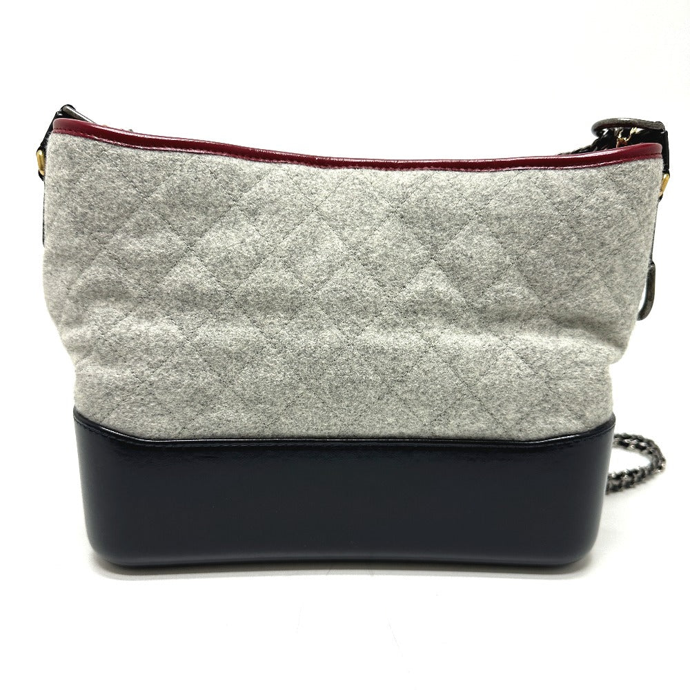 CHANEL Shoulder Bag Calfskin, Wool gray CC COCO Mark Gabriel Do logo Women Used Authentic