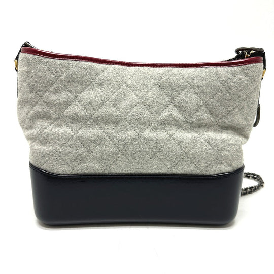 CHANEL Shoulder Bag Calfskin, Wool gray CC COCO Mark Gabriel Do logo Women Used Authentic