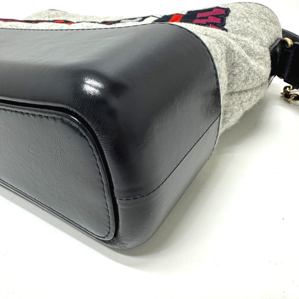 CHANEL Shoulder Bag Calfskin, Wool gray CC COCO Mark Gabriel Do logo Women Used Authentic