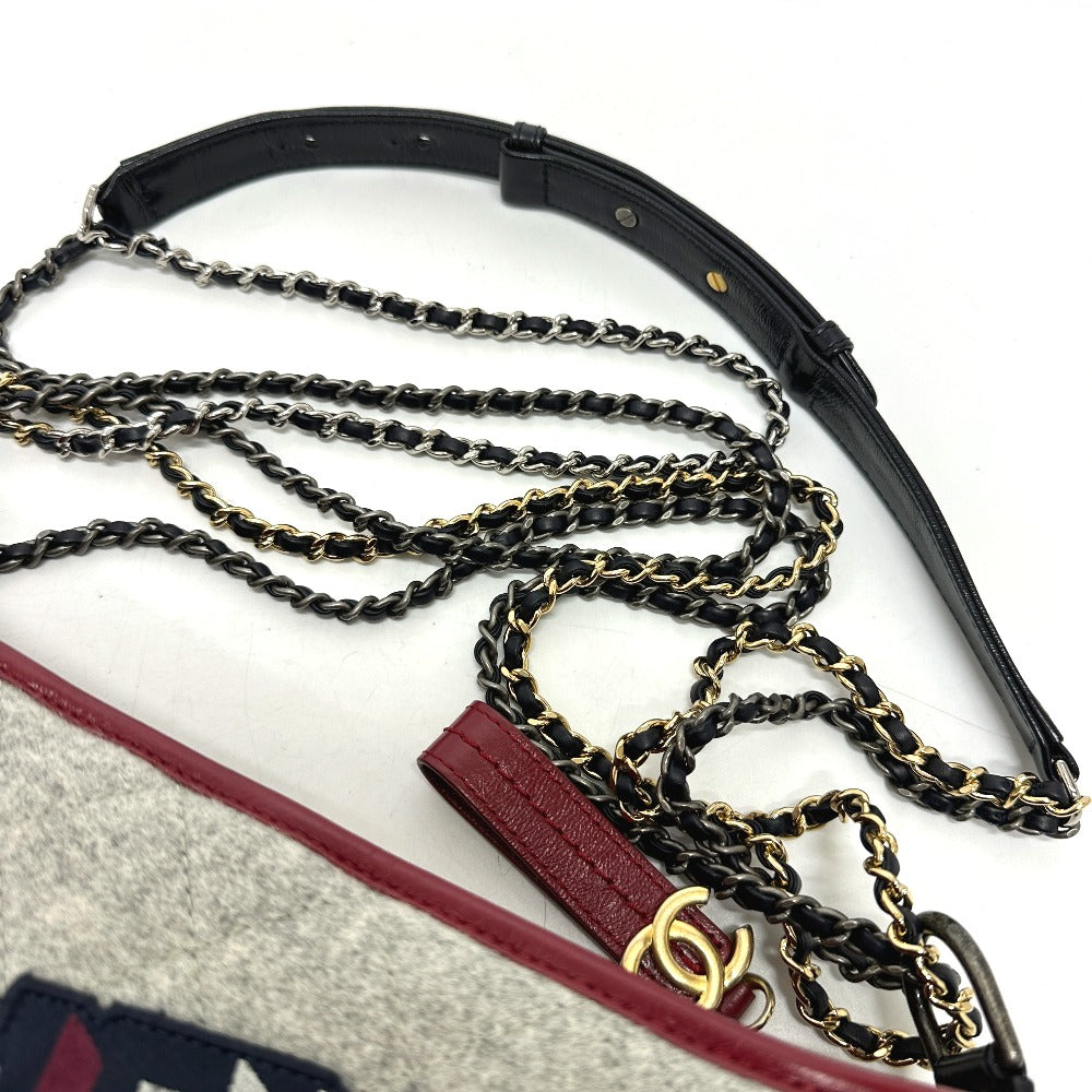 CHANEL Shoulder Bag Calfskin, Wool gray CC COCO Mark Gabriel Do logo Women Used Authentic