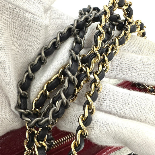 CHANEL Shoulder Bag Calfskin, Wool gray CC COCO Mark Gabriel Do logo Women Used Authentic