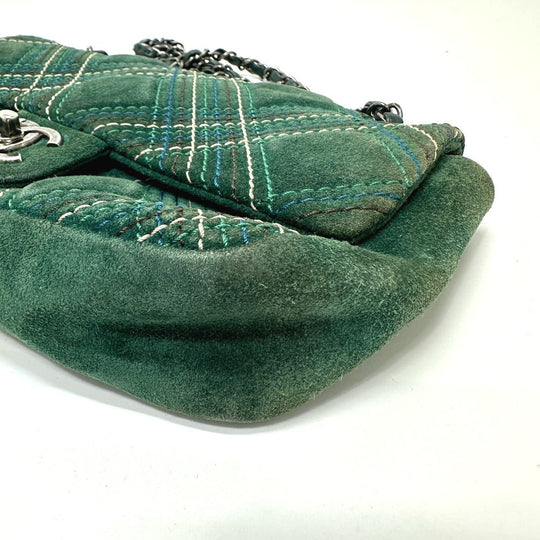 CHANEL Shoulder Bag suede green CC COCO Mark Matrasse 25 Women Used Authentic
