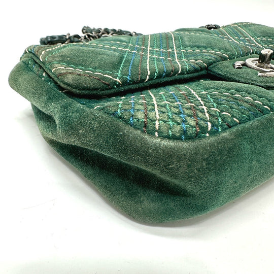 CHANEL Shoulder Bag suede green CC COCO Mark Matrasse 25 Women Used Authentic
