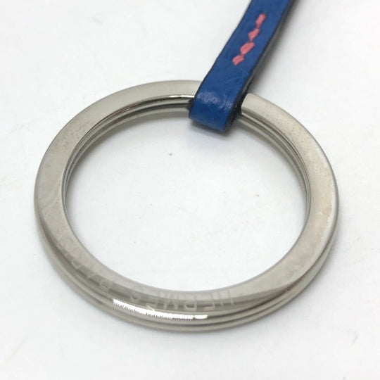 HERMES Key ring Epsom blue Cle Grand Tresage Women Used Authentic