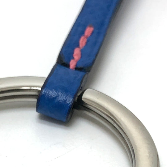 HERMES Key ring Epsom blue Cle Grand Tresage Women Used Authentic