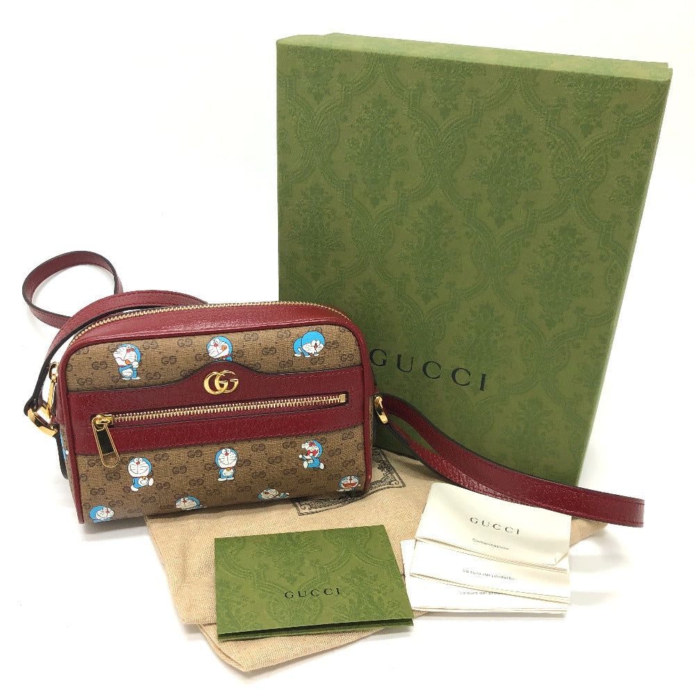 GUCCI Shoulder Bag 647784 GG Supreme Canvas Brown GG Supreme Doraemon x GUCCI Women Used Authentic