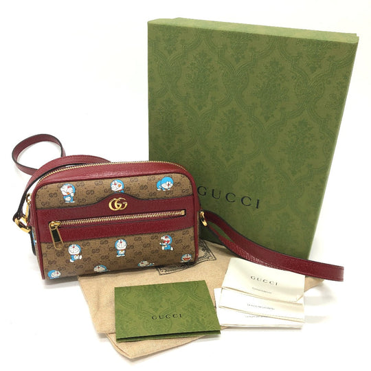 GUCCI Shoulder Bag 647784 GG Supreme Canvas Brown GG Supreme Doraemon x GUCCI Women Used Authentic