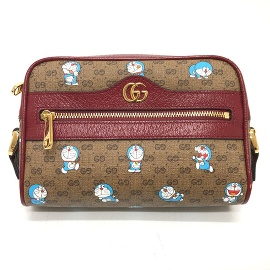 GUCCI Shoulder Bag 647784 GG Supreme Canvas Brown GG Supreme Doraemon x GUCCI Women Used Authentic