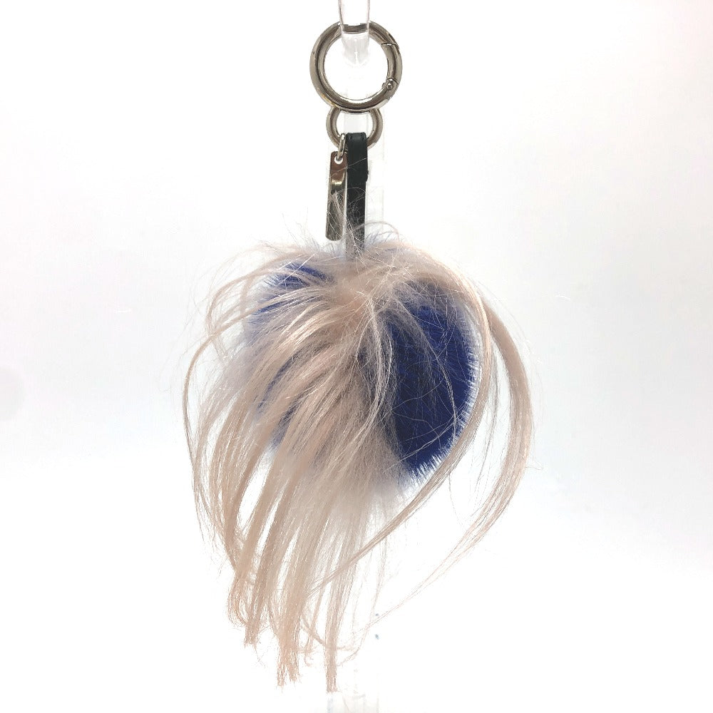 FENDI Bag charm fur blue Bag Bugs Bonbon charm Women Used Authentic