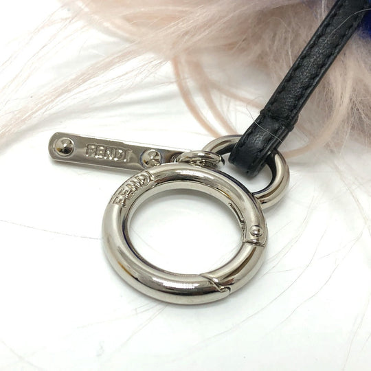 FENDI Bag charm fur blue Bag Bugs Bonbon charm Women Used Authentic