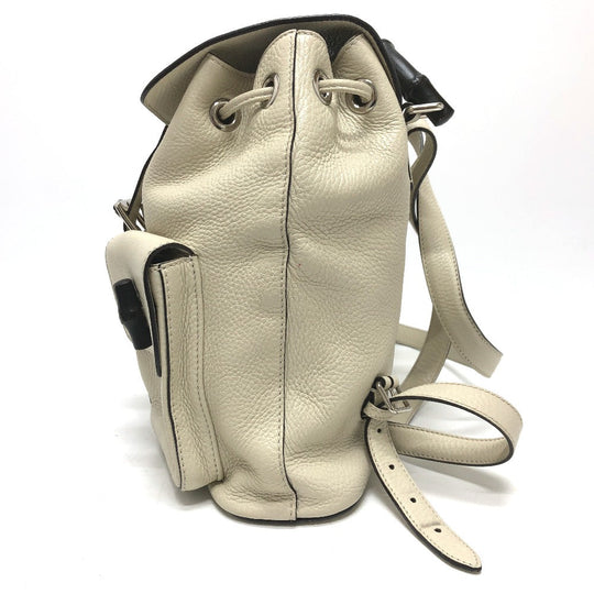 GUCCI Backpack 370833 leather White type Bamboo Backpack Women Used Authentic