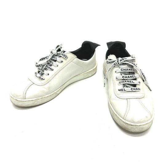 CHANEL sneakers G34085 , Leather white COCO Mark CC Women 36 Used Authentic