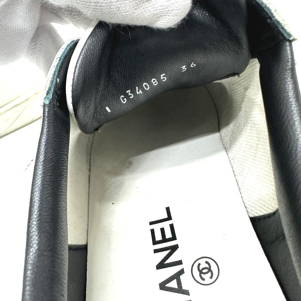 CHANEL sneakers G34085 , Leather white COCO Mark CC Women 36 Used Authentic