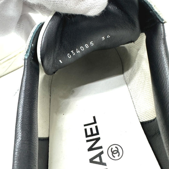CHANEL sneakers G34085 , Leather white COCO Mark CC Women 36 Used Authentic