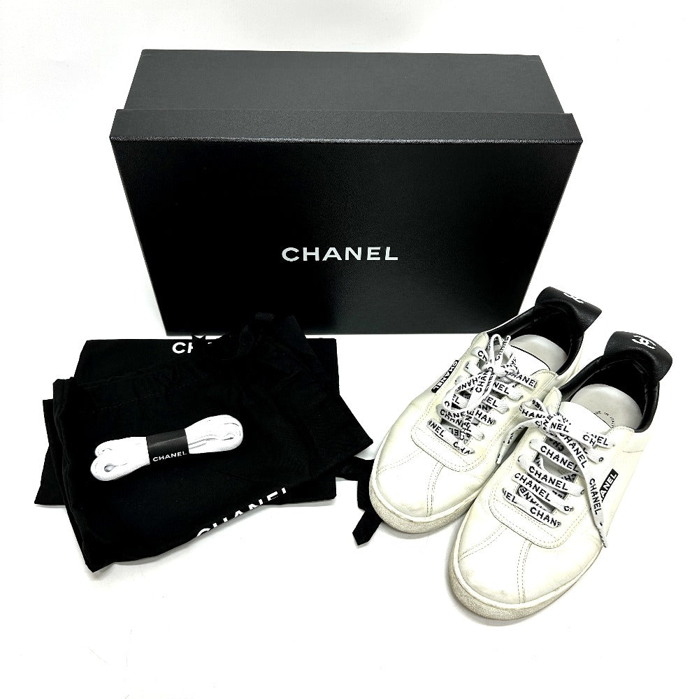 CHANEL sneakers G34085 , Leather white COCO Mark CC Women 36 Used Authentic