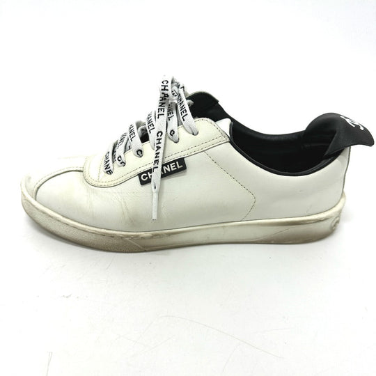 CHANEL sneakers G34085 , Leather white COCO Mark CC Women 36 Used Authentic
