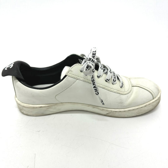 CHANEL sneakers G34085 , Leather white COCO Mark CC Women 36 Used Authentic