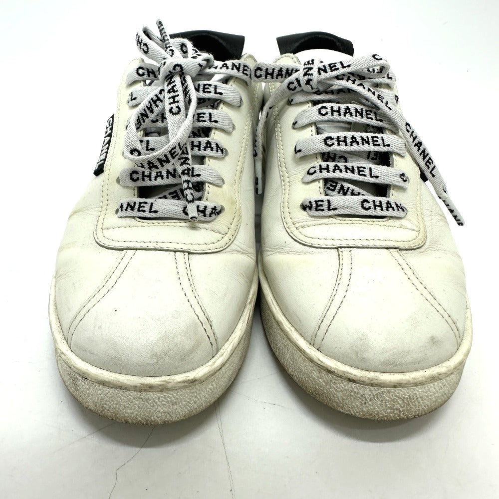 CHANEL sneakers G34085 , Leather white COCO Mark CC Women 36 Used Authentic