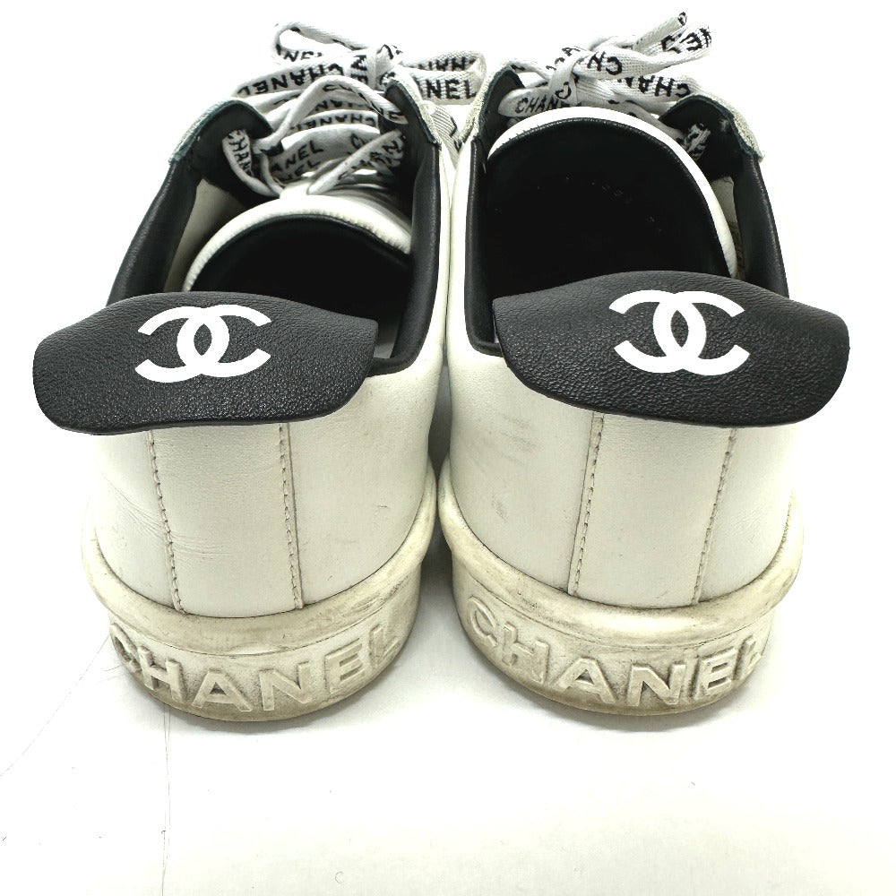 CHANEL sneakers G34085 , Leather white COCO Mark CC Women 36 Used Authentic