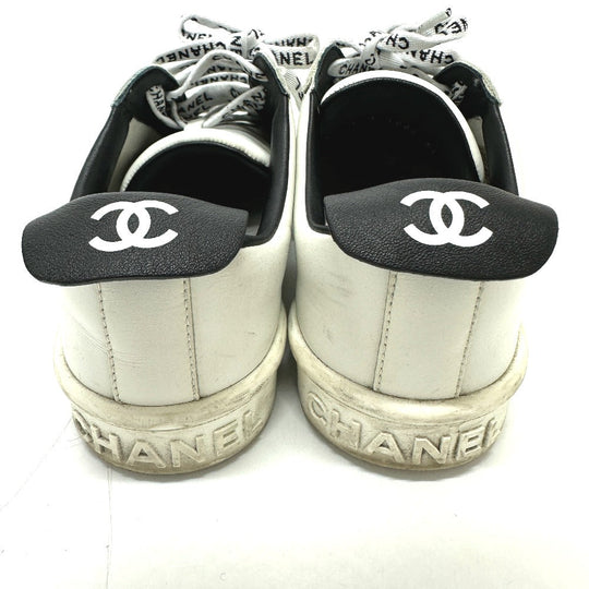 CHANEL sneakers G34085 , Leather white COCO Mark CC Women 36 Used Authentic
