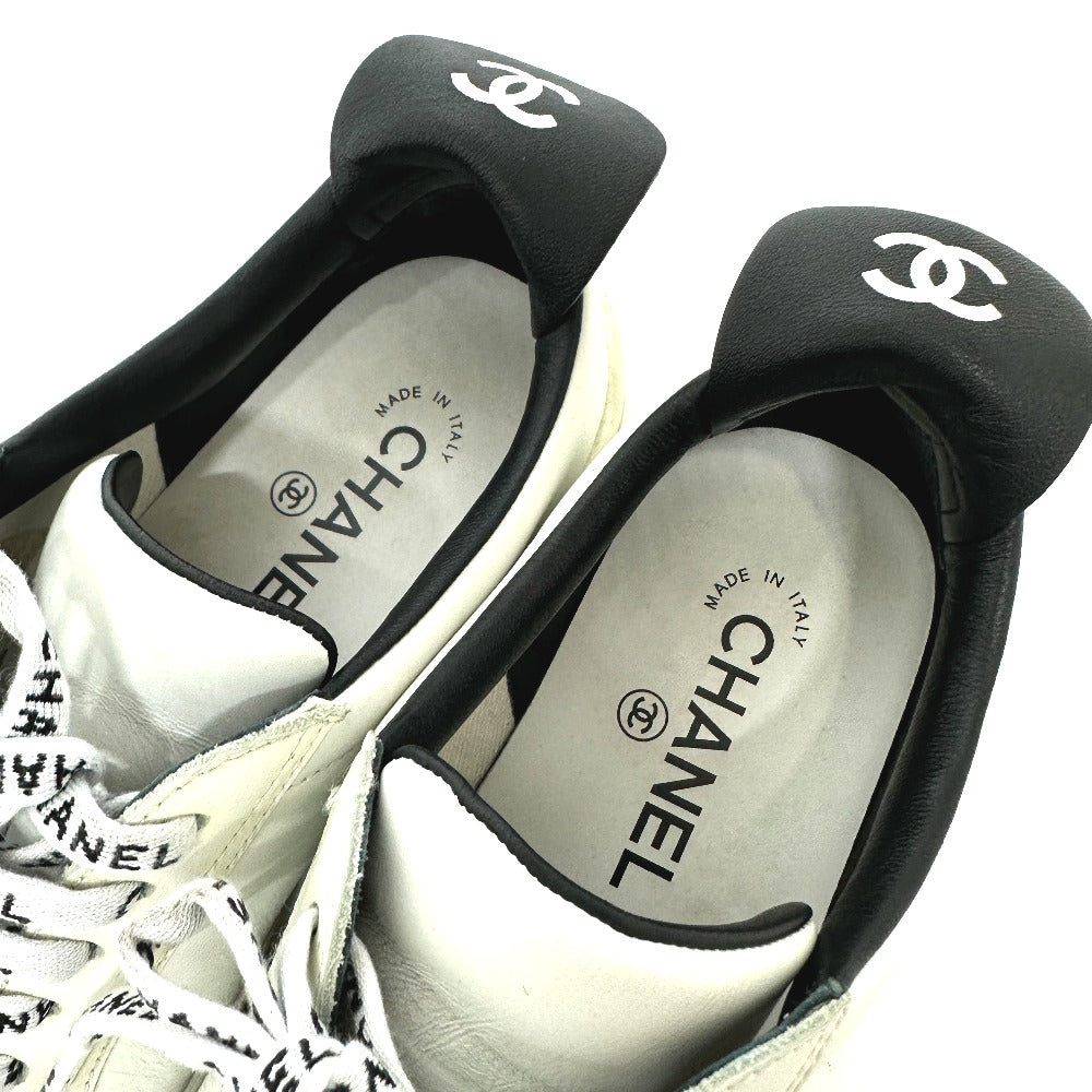 CHANEL sneakers G34085 , Leather white COCO Mark CC Women 36 Used Authentic