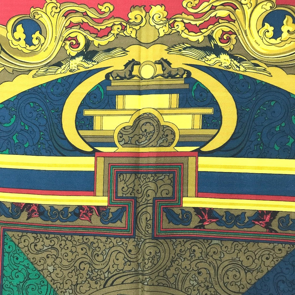 HERMES scarf Silk, Cashmere multicolor ANIMAUX SOLAIRES Animals of the Sun Calegean 140 Women Used Authentic