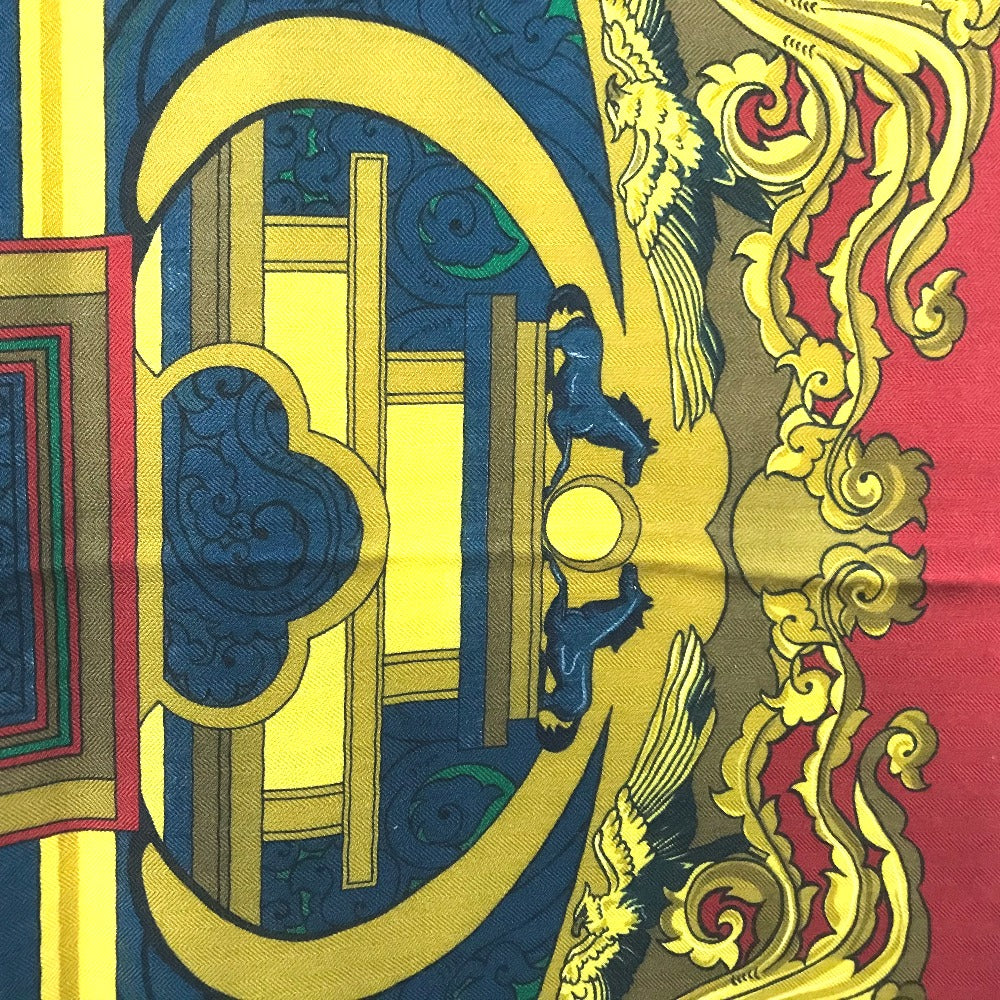 HERMES scarf Silk, Cashmere multicolor ANIMAUX SOLAIRES Animals of the Sun Calegean 140 Women Used Authentic