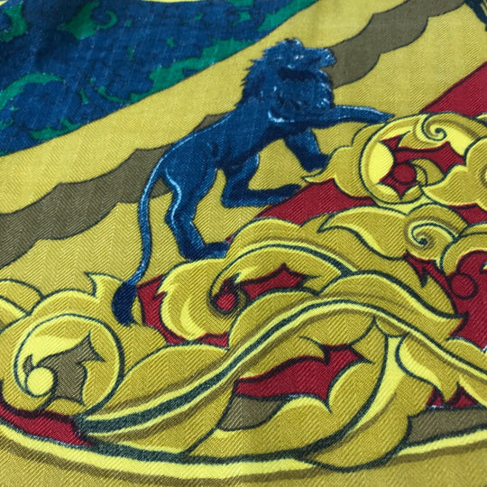 HERMES scarf Silk, Cashmere multicolor ANIMAUX SOLAIRES Animals of the Sun Calegean 140 Women Used Authentic