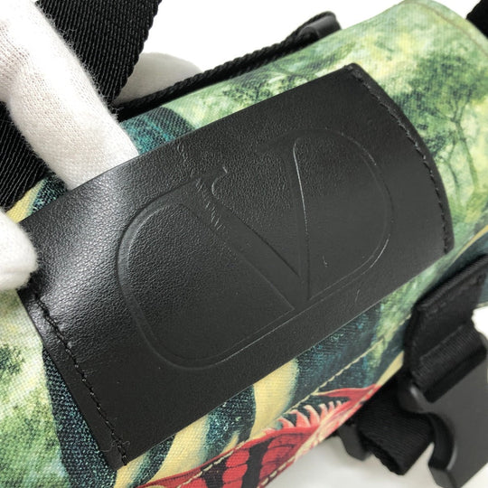 Valentino Garavani Shoulder Bag canvas green Dragon motif Women Used Authentic
